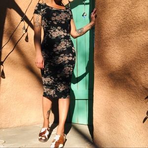 Vintage Inspired Floral Print Midi Dress